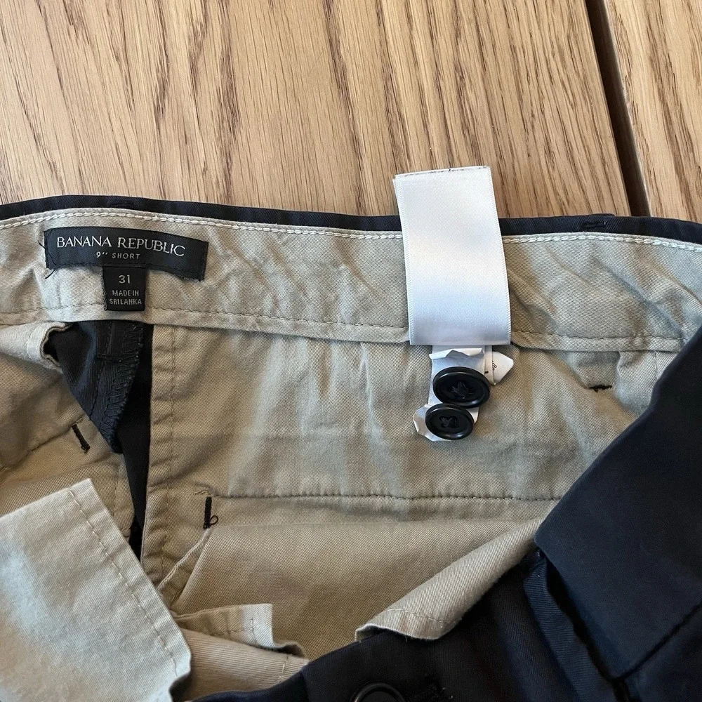 Bannana Republic Classic Preppy Mens Black Chino Shorts‎ Sm-Med Size 31